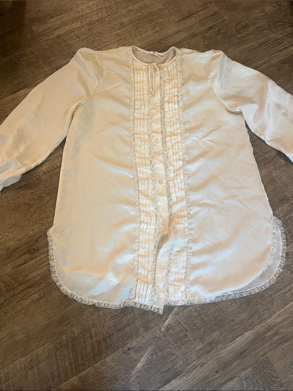 Dior Cream Lace-Trim Pleated Blouse